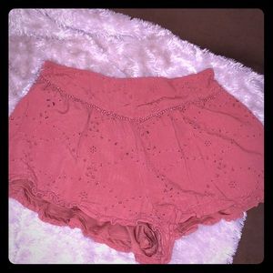 American Eagle Ruffle Burnt Orange Shorts